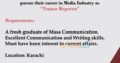 We are Hiring.Career in Media industry As(Trainee REPORTER)TV Channel Jobs Apply Now