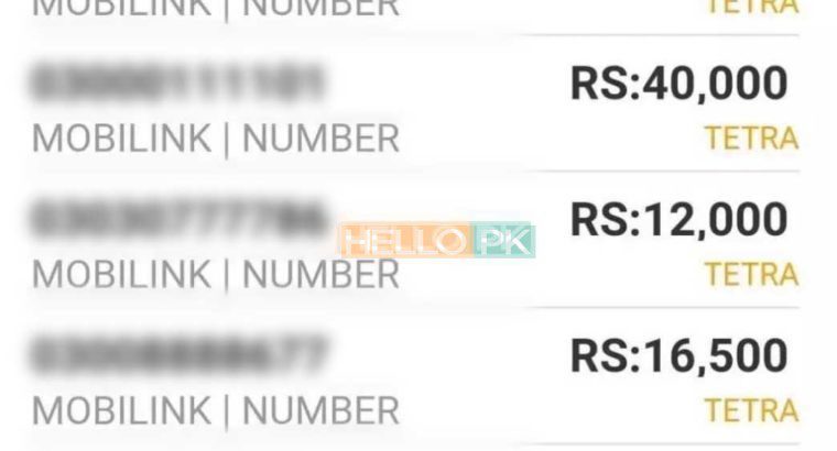 Are You Want Golden Numbers ? Jazz Warid Ufone Zong.Available for Sale.