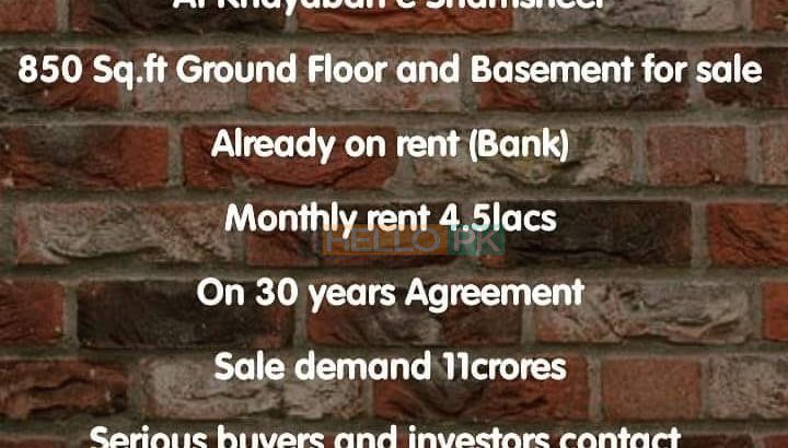 Ideal Opportunity For Investor At Khayaban e Shumsheer 850 sq.ft Ground Floor And Bassment For Sale.Already On Rent