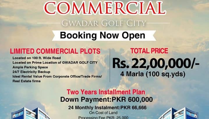 Gwadar Golf City All Deals.Mid Rise Commercials.Coastal Commercial. Pak China Enclave.