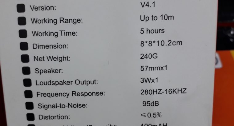 Bluetooth Speaker USB AUX TF Card Excellent Sound Quality.Cash On Delivery