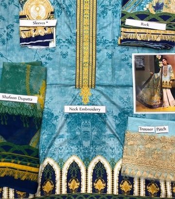 Anaya Lawn with Crinkle Dupatta Neckline Emb Trouser.Delivery All Pakistan