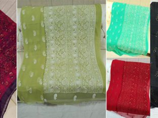 Beautiful Bember Shafoon Chiknkari with Sequence Work Shirt Dubatta