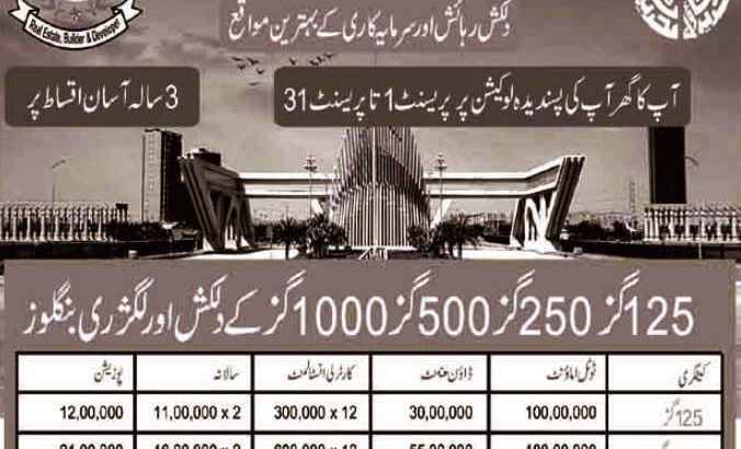 125/250/500/100 sq yrd Luxury Bungalows.3 Year Easy Installment in Bahria Town