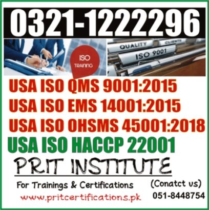 USA ISO QMS 9001:2015 COURSE IN ISLAMABAD
