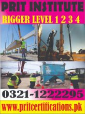 Diploma of rigger level 1-2-3-4 in Pakistan