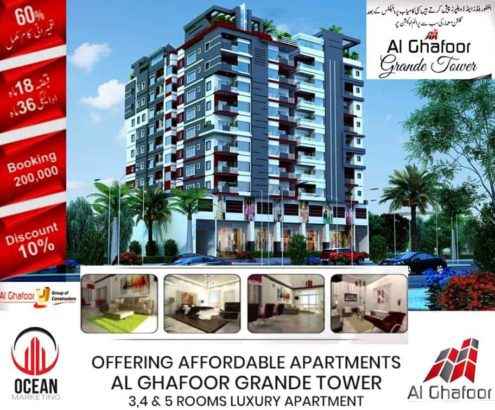 Luxury Apartment in Gulshan e Maymar. Al Ghafoor Grande Tower
