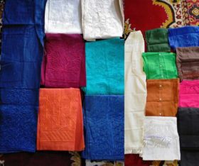 Stitched cotton trouses