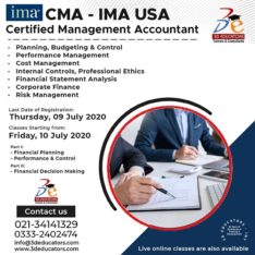 CMA – IMA USA Certified Management Accountant Program With USA Certification