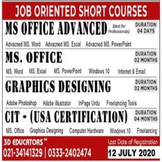 JOB ORIENTED SHORT COURSES IN KARACHI – 3D Educators