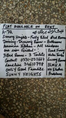 Apartment available on Rent to tenant