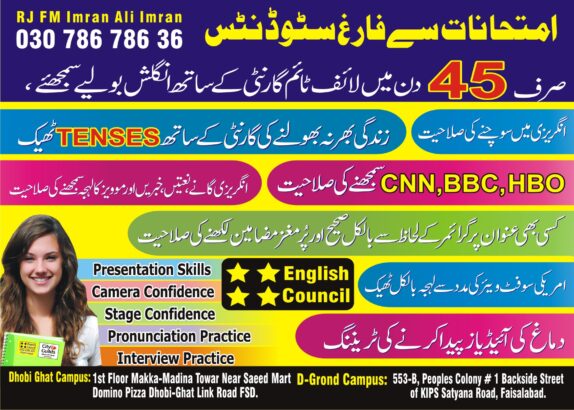 English Spoken Course for Metric free Students in 45 days only