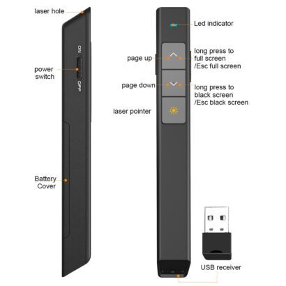 USB RF Wireless Presenter with Red Laser Pointers Pen Remote Control Page