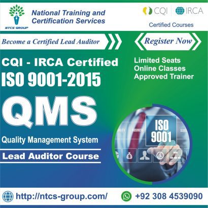 CQI IRCA ISO 9001:2015 (QMS) Lead Auditor course in Islamabad