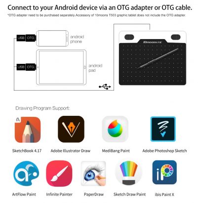 10moons 6 Inch Graphic Tablet 8192 Levels Digital Tablets Drawing Tablet No