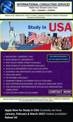 Study in USA (Feb & March 2023) Intakes