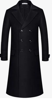 Men’s Luxury Full Length Trench Coat Long Wool Overcoat