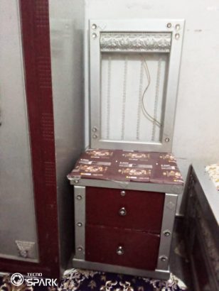 Bed, side tables , dressing, showcase, almirah
