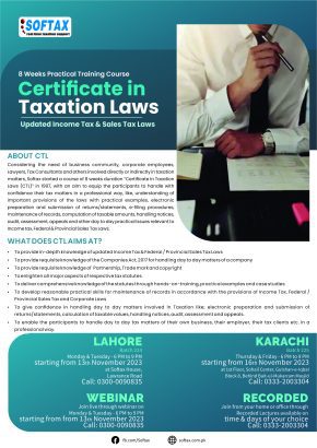 Certificate in Taxation Laws 8 Weeks Practical Training Course