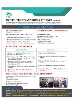 Tax Educational and Coaching Classes,Book Keeping,Sale Tax Returns,ITF