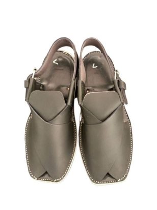 Peshawari Chappal Genuine Leather T-Shape Charsadda Chappal Black