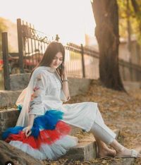 3 PC’s Women’s Stitched fancy cotton silk plain suit