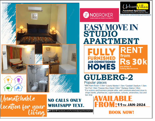 Charming Location Main Gulberg-2 Studio Apartment