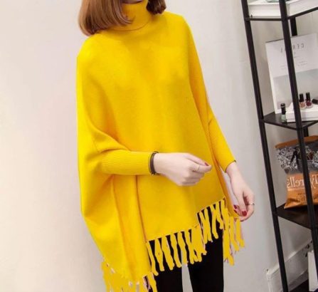 1 Pc Women’s Stitched Fleece Plain Poncho