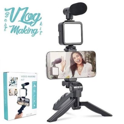 Tripod stand with mic and light