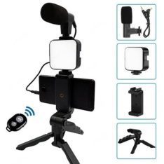 Tripod stand with mic and light