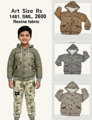 Stylish Boys Hoodie – Rexine Fabric Winter Hoody for Kids